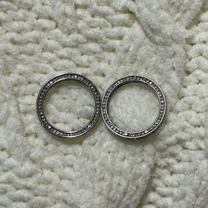 2 Stainless Steel Rhinestone  Band Rings